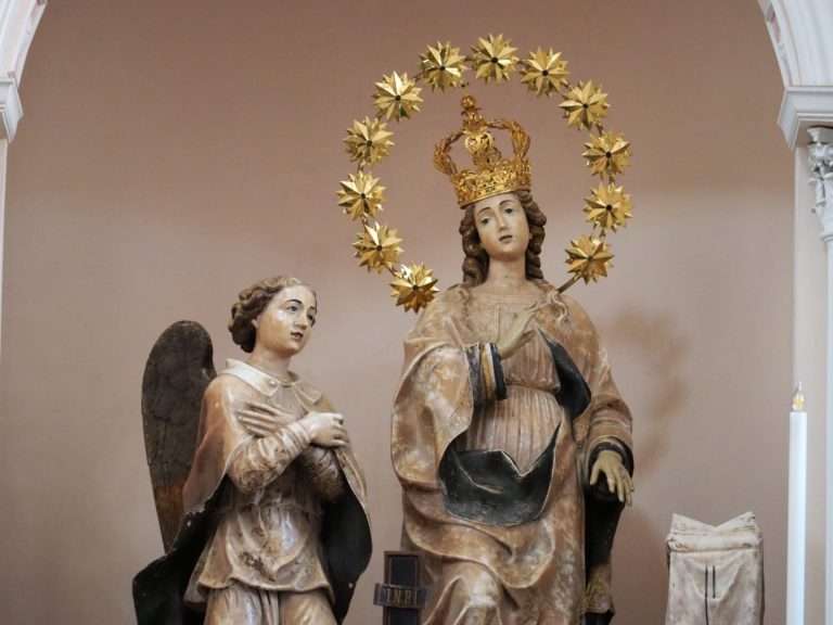Dettaglio gruppo marmoreo del 1543 raffigurante la vergine annunziata e l’arcangelo Gabriele, opera Antonino Gagini